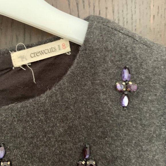 Crewcuts Grey T-Shirt Fit-n-Flare Dress with Jewels | 8 - Picture 3 of 6